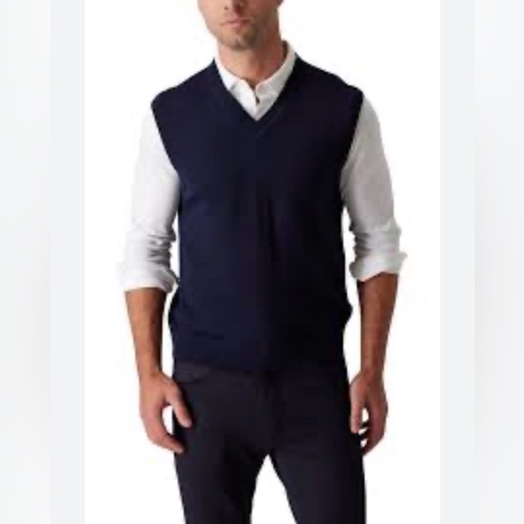 Raffi Italian Extra Fine Merino Wool Dark Navy Sweater Vest New with Tags Sz XL - Picture 2 of 7